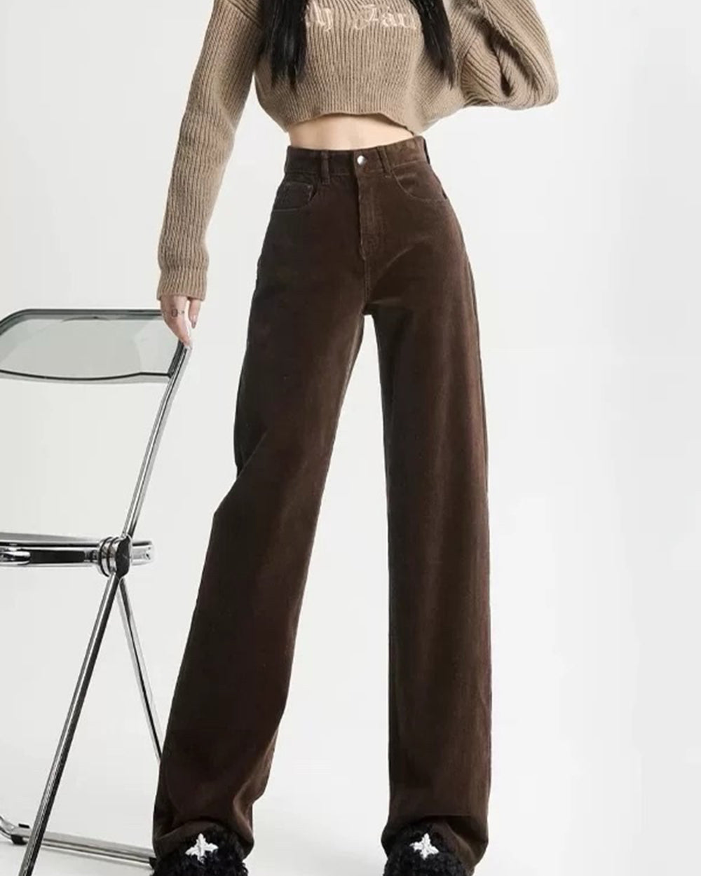Y2K High-Rise Retro Cord Pants - Vintage Grunge Aesthetic for Comfy, Stylish Outfits