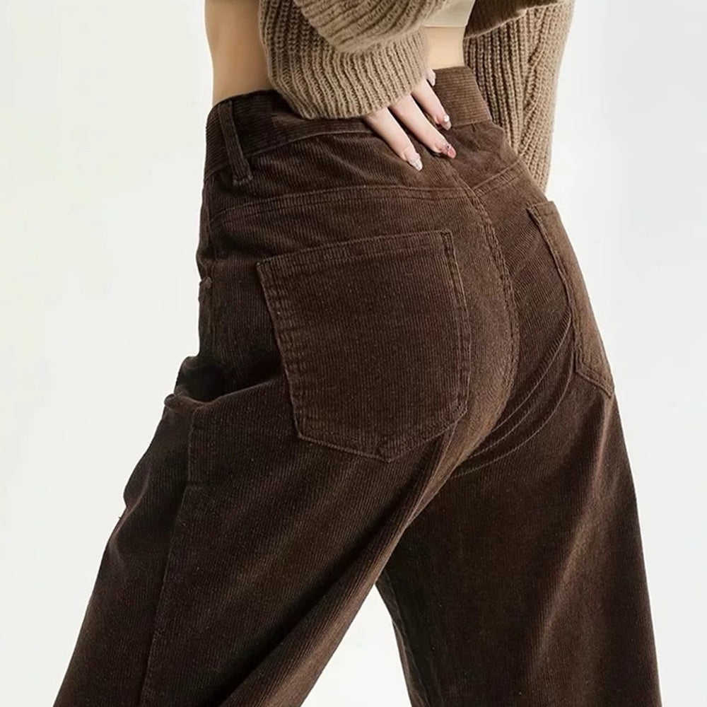 Y2K High-Rise Retro Cord Pants - Vintage Grunge Aesthetic for Comfy, Stylish Outfits