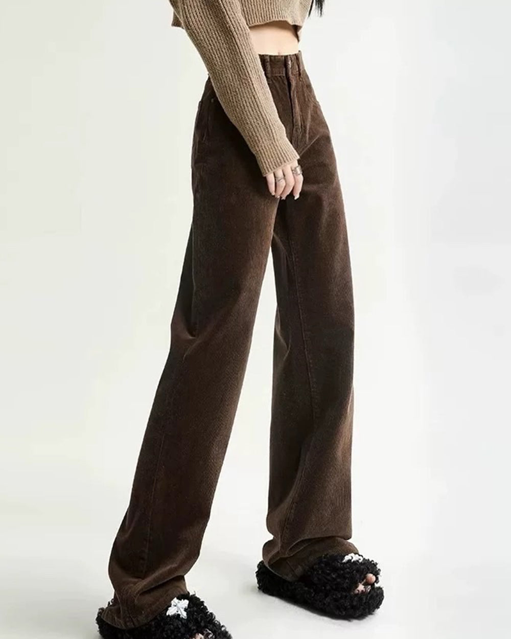 Y2K High-Rise Retro Cord Pants - Vintage Grunge Aesthetic for Comfy, Stylish Outfits