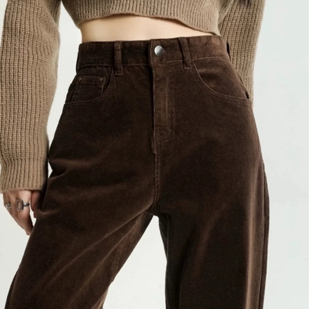 Y2K High-Rise Retro Cord Pants - Vintage Grunge Aesthetic for Comfy, Stylish Outfits