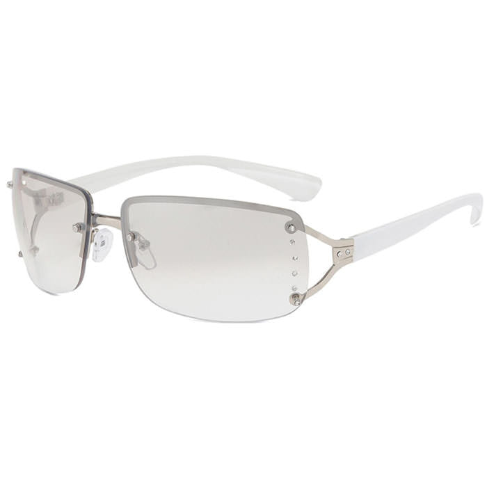 Y2K Rectangle Rimless Glasses - Vintage Aesthetic Eyewear for Y2K Fashion Lovers