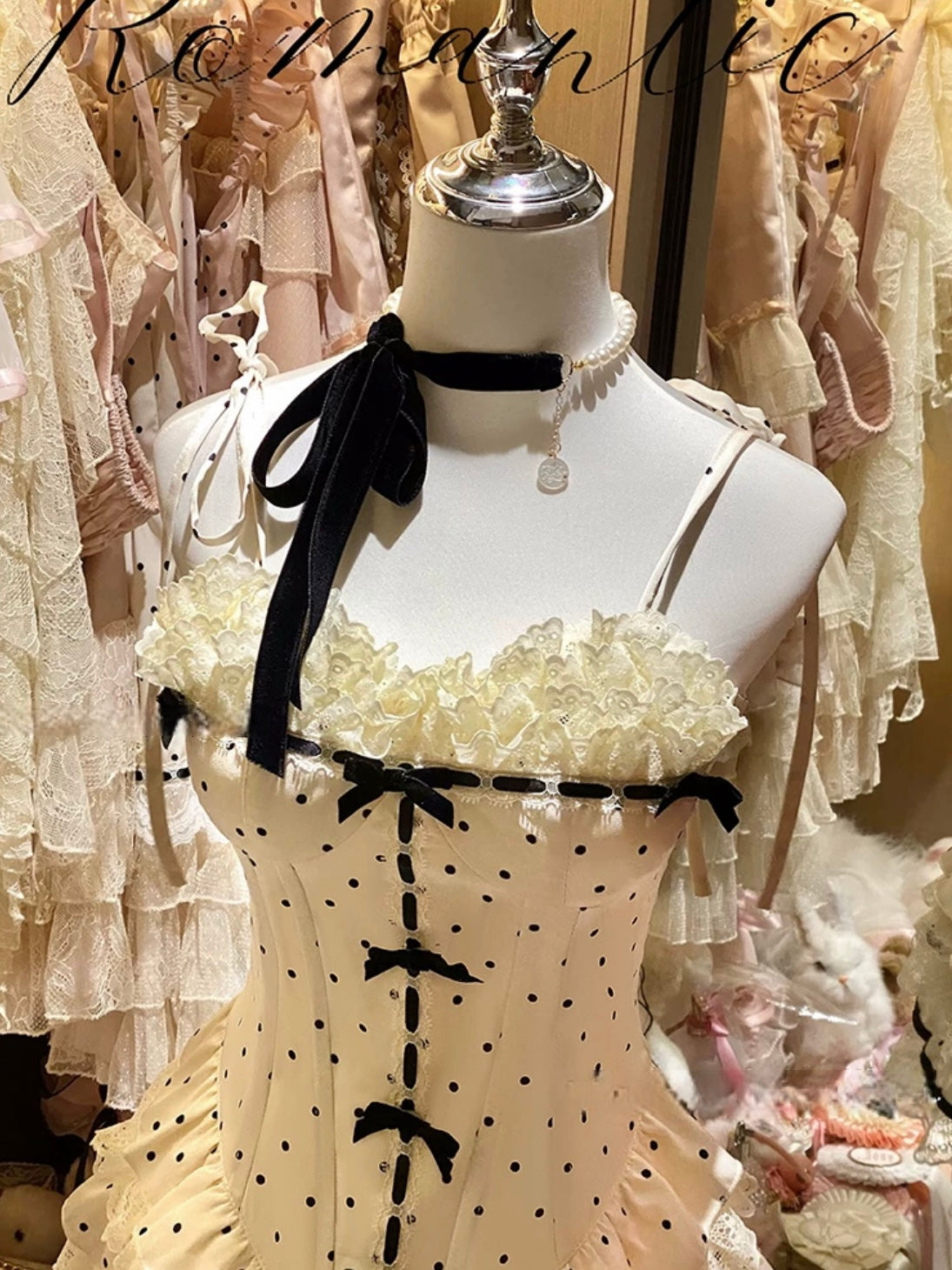 Y2K Vintage Polka Dot Corset Set - Cute Tops for Coquette Aesthetic & Grunge Style