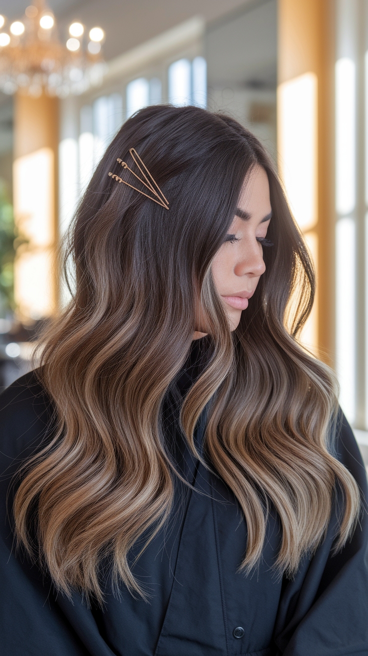 balayage hair on dark hair