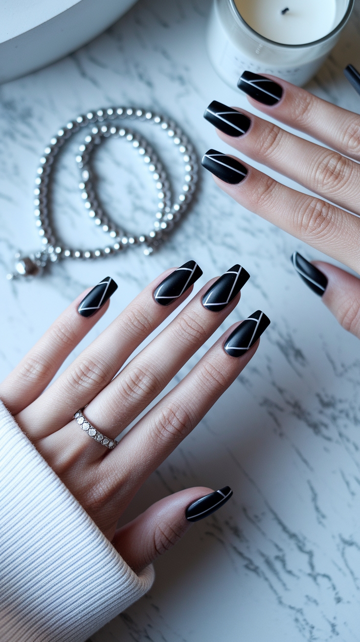 black nail inspo short