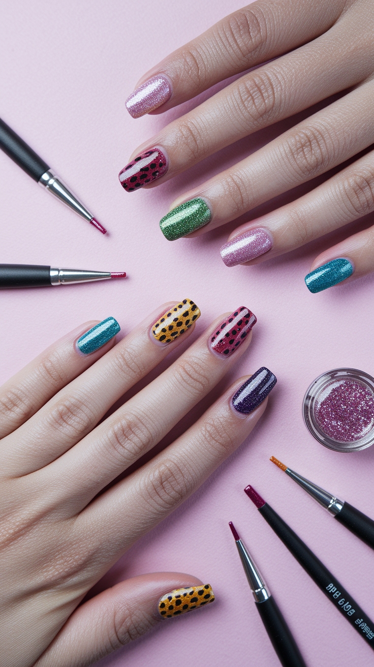 Different Nail Designs on Each Nail: Bold and Creative outfit idea