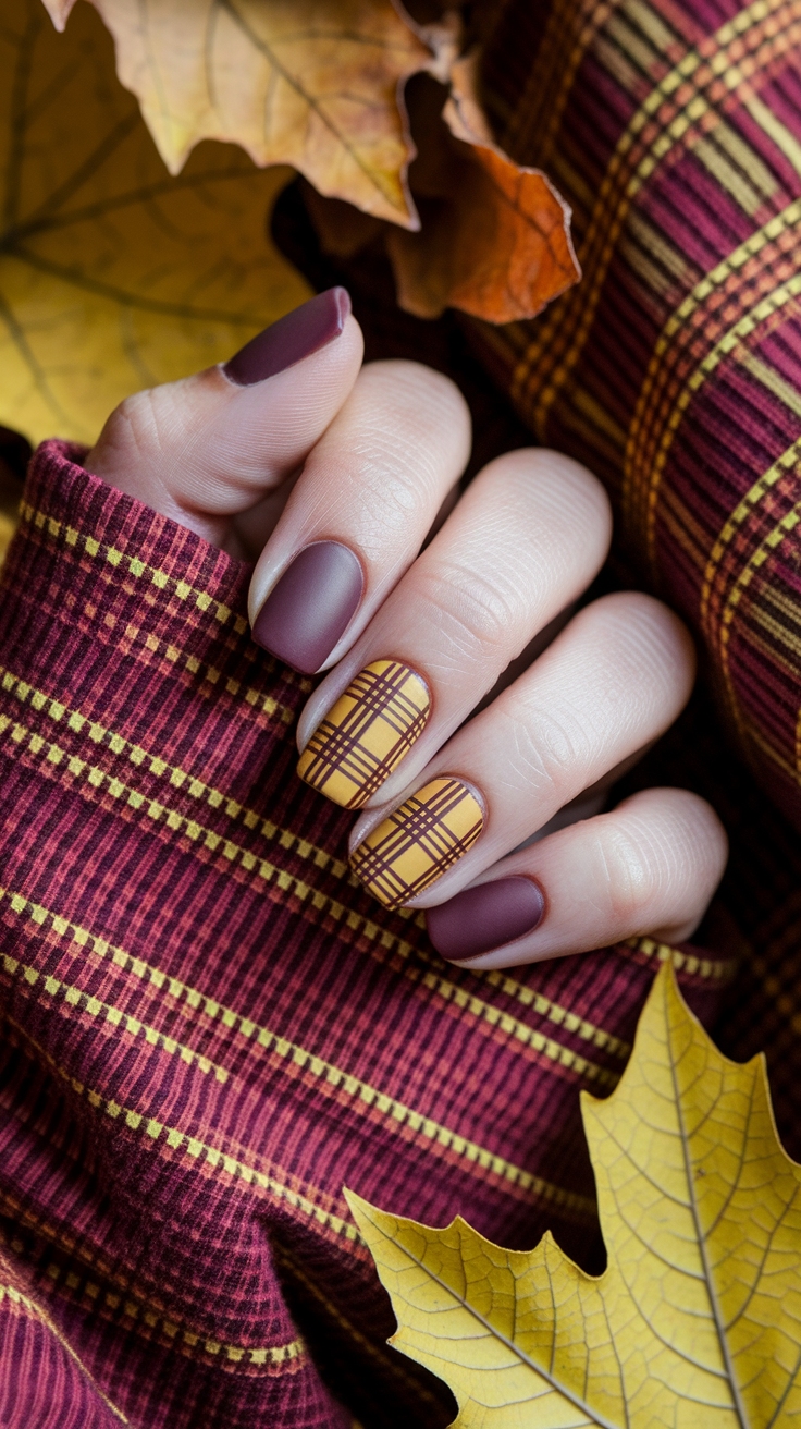fall plaid nail designs