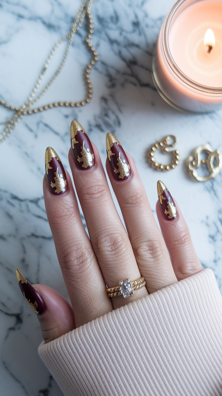 gold foil nail designs