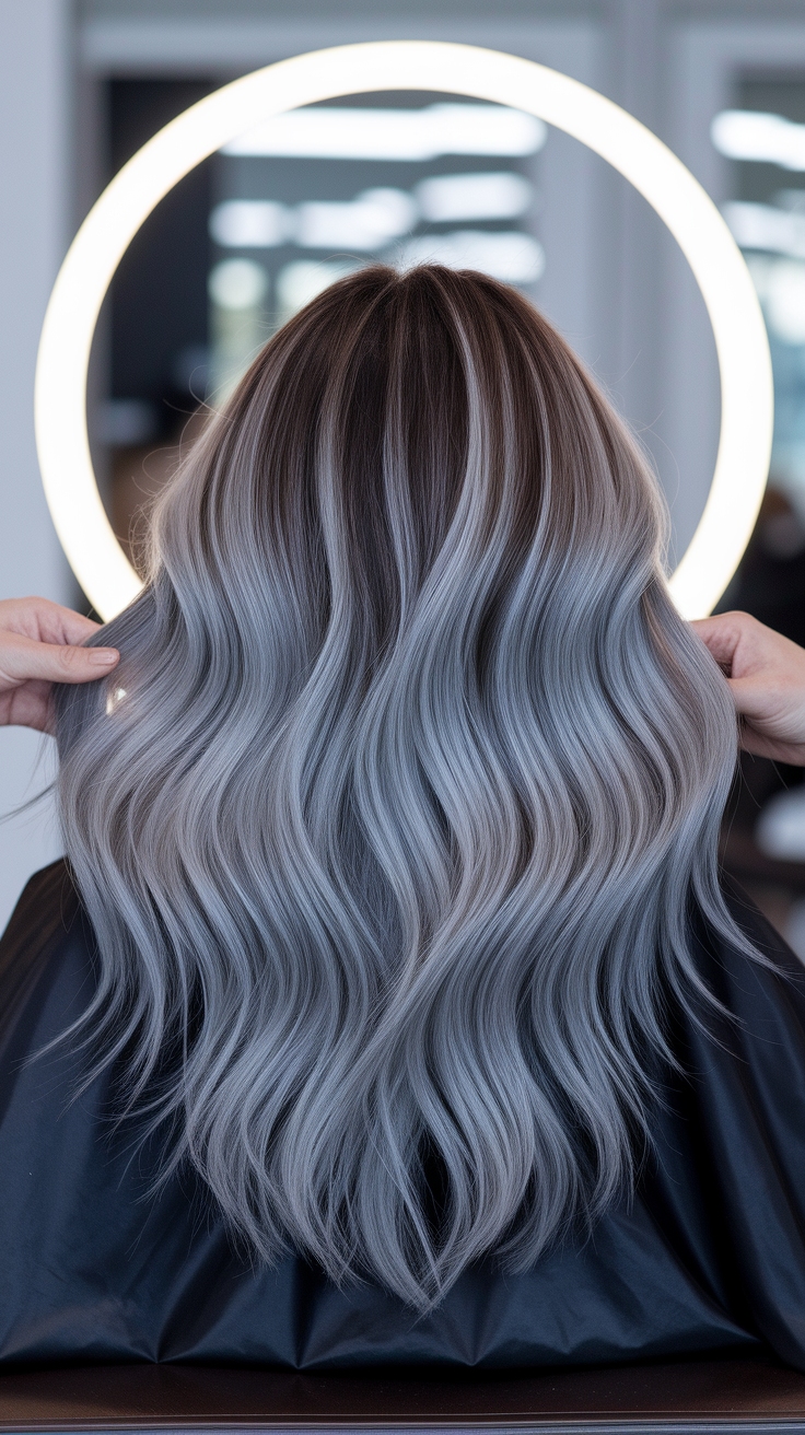 Gray Blending Hair Highlights Dark Hair _pudq