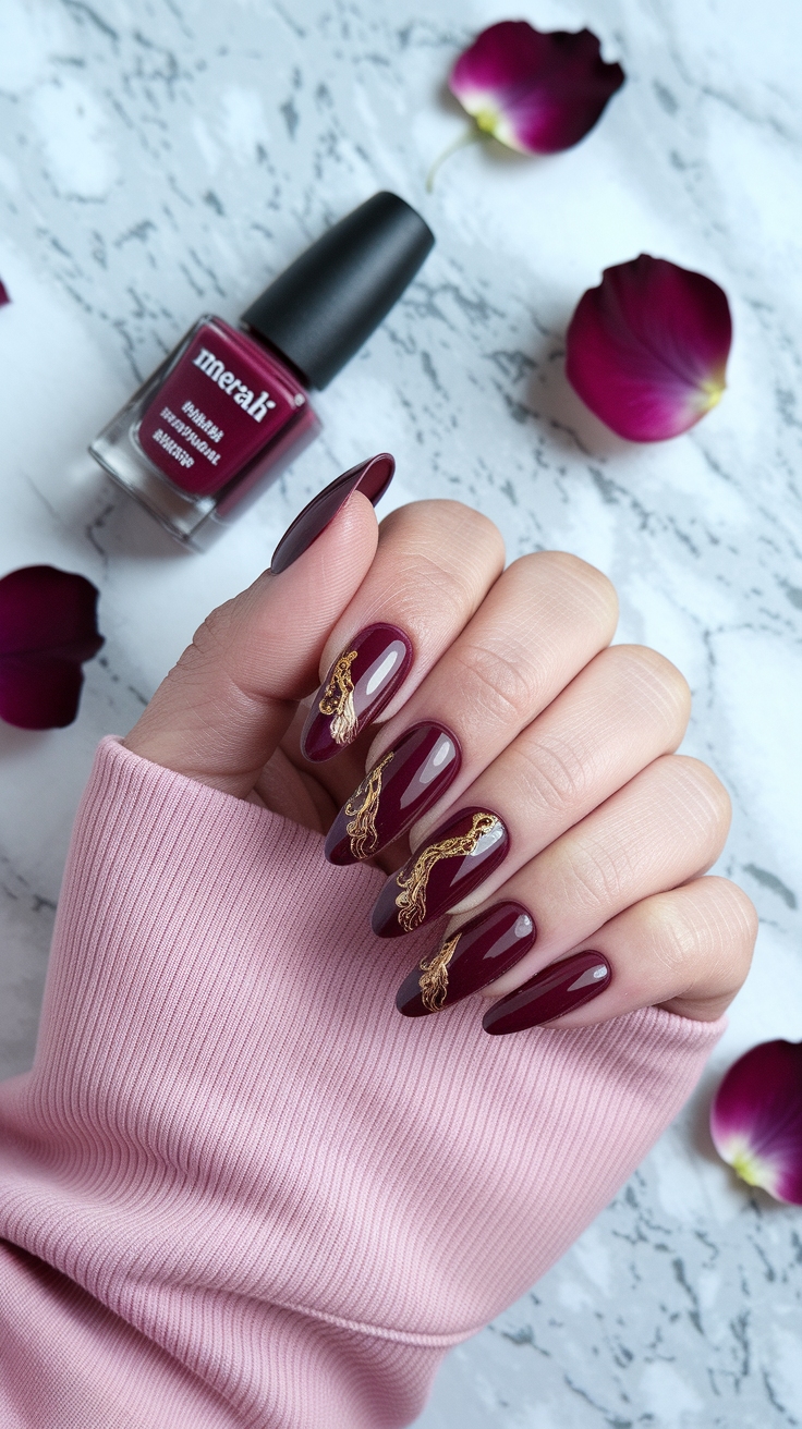nail art merah maroon