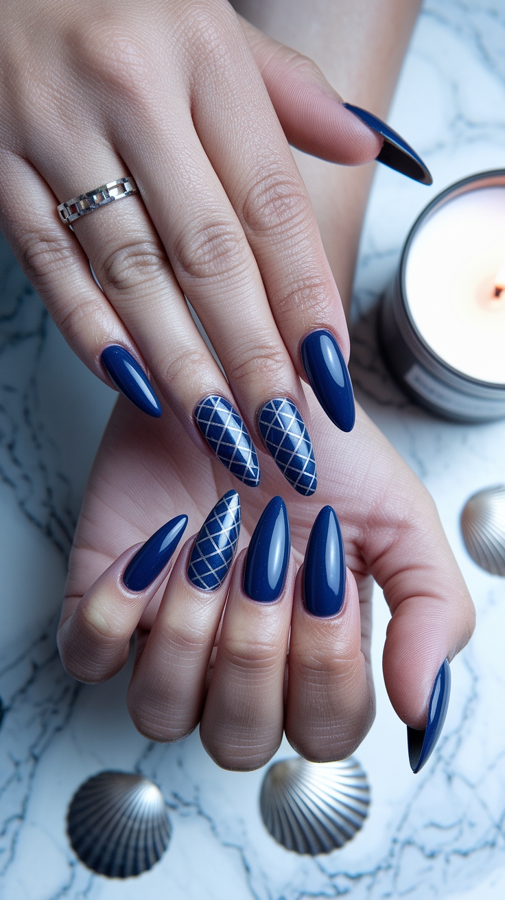 navy blue nail art