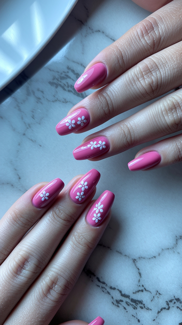 short nail designs pink