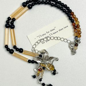 2023 New Chinese-Style Romantic Metal Sweetheart Lily Flower Beaded Necklace with Retro Tassel Clavicle Chain