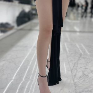 2023 Summer Women's Black Open-Toe Stiletto Heels with Strap, Elegant Sexy Sandals for Parties and Events