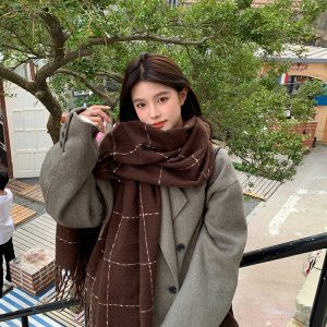 2023 Women's Imitation Cashmere Scarf - Plaid High-End Shawl Neck Warmer for Autumn and Winter Fashion Trend