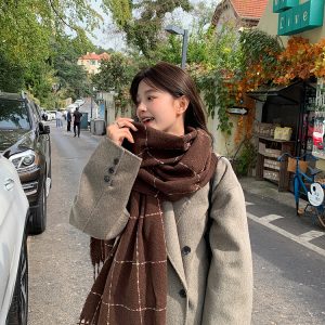 2023 Women's Imitation Cashmere Scarf - Plaid High-End Shawl Neck Warmer for Autumn and Winter Fashion Trend