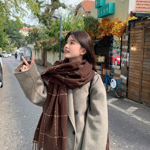2023 Women's Imitation Cashmere Scarf - Plaid High-End Shawl Neck Warmer for Autumn and Winter Fashion Trend