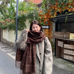 2023 Women's Imitation Cashmere Scarf - Plaid High-End Shawl Neck Warmer for Autumn and Winter Fashion Trend