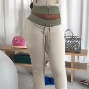 2024 Autumn/Winter Street Style Color Block Hooded Sweatshirt & Spliced Flared Knit Pants Set for Trendy Casual Looks