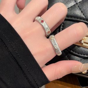 2024 Gold-Plated Snowflake Gemstone Ring for Women, Light Luxury Open-Set Zircon Trendy Fashion Accessory