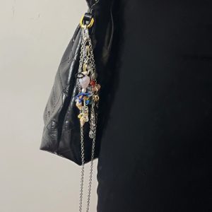 2024 Handmade Color-Block Natural Stone Beaded Long Necklace with Pendant Keychain Bag Charm for Women