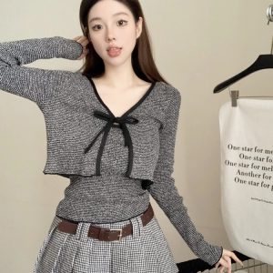 2024 Spring Slim-Fit Bowknot Cardigan and Camisole Set - Stylish Niche Layering Top