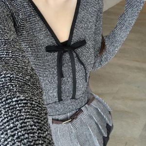 2024 Spring Slim-Fit Bowknot Cardigan and Camisole Set - Stylish Niche Layering Top