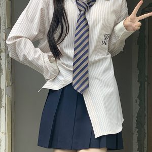 2024 Spring Women's Pudding Bear JK Shirt - White Loose Fit Blouse with Unique Design, Slimming Style, Y2K Aesthetic