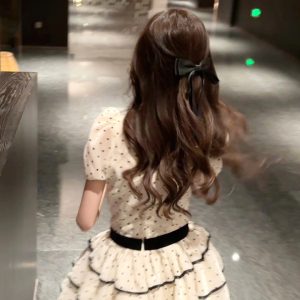 2024 Summer Women's Polka Dot Puff Skirt - Sweet Multi-Layered Cake Dress, Waist-Cinching, Slimming, Cute Style