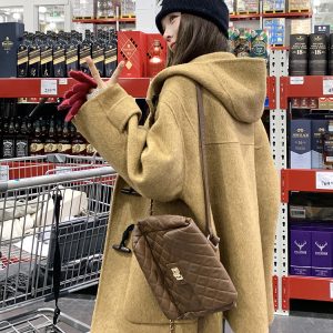 2024 Women's College Style Double-Breasted Cashmere Coat - Loose Woolen Design for a Chic Winter Look