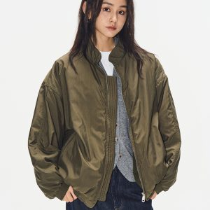 2024 Women's Oversized Military Green Pilot Down Jacket – Trendy American-Style Puffer Coat