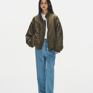 2024 Women's Oversized Military Green Pilot Down Jacket – Trendy American-Style Puffer Coat