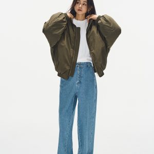 2024 Women's Oversized Military Green Pilot Down Jacket – Trendy American-Style Puffer Coat