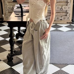 2025 Summer American-Style Lace Trim Camisole for Women - Spicy Girl Irregular Outerwear Top, Waist-Cinching & Slimming