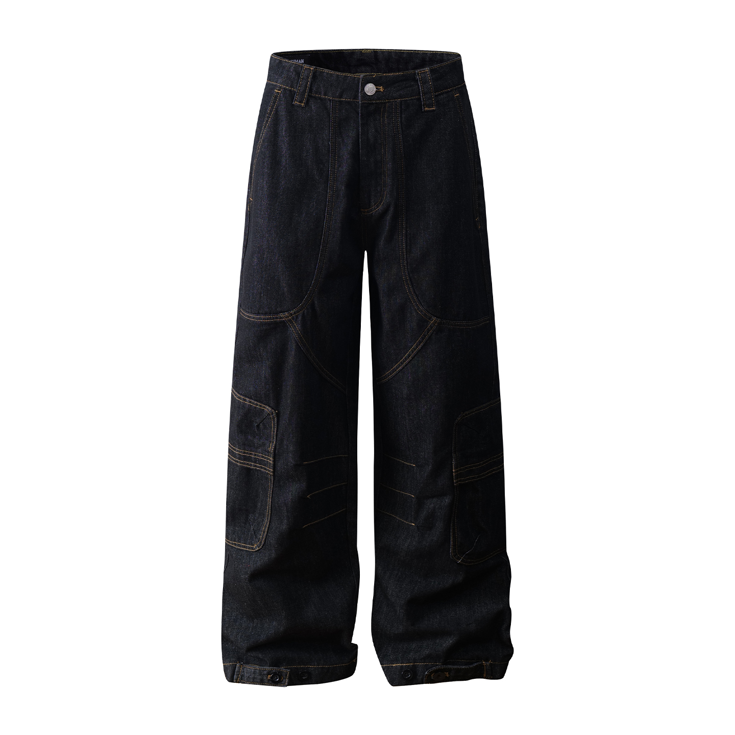 2025 Summer American Vintage Multi-Pocket Baggy Work Pants - Stiff A-Line Jeans for Retro 90s Style