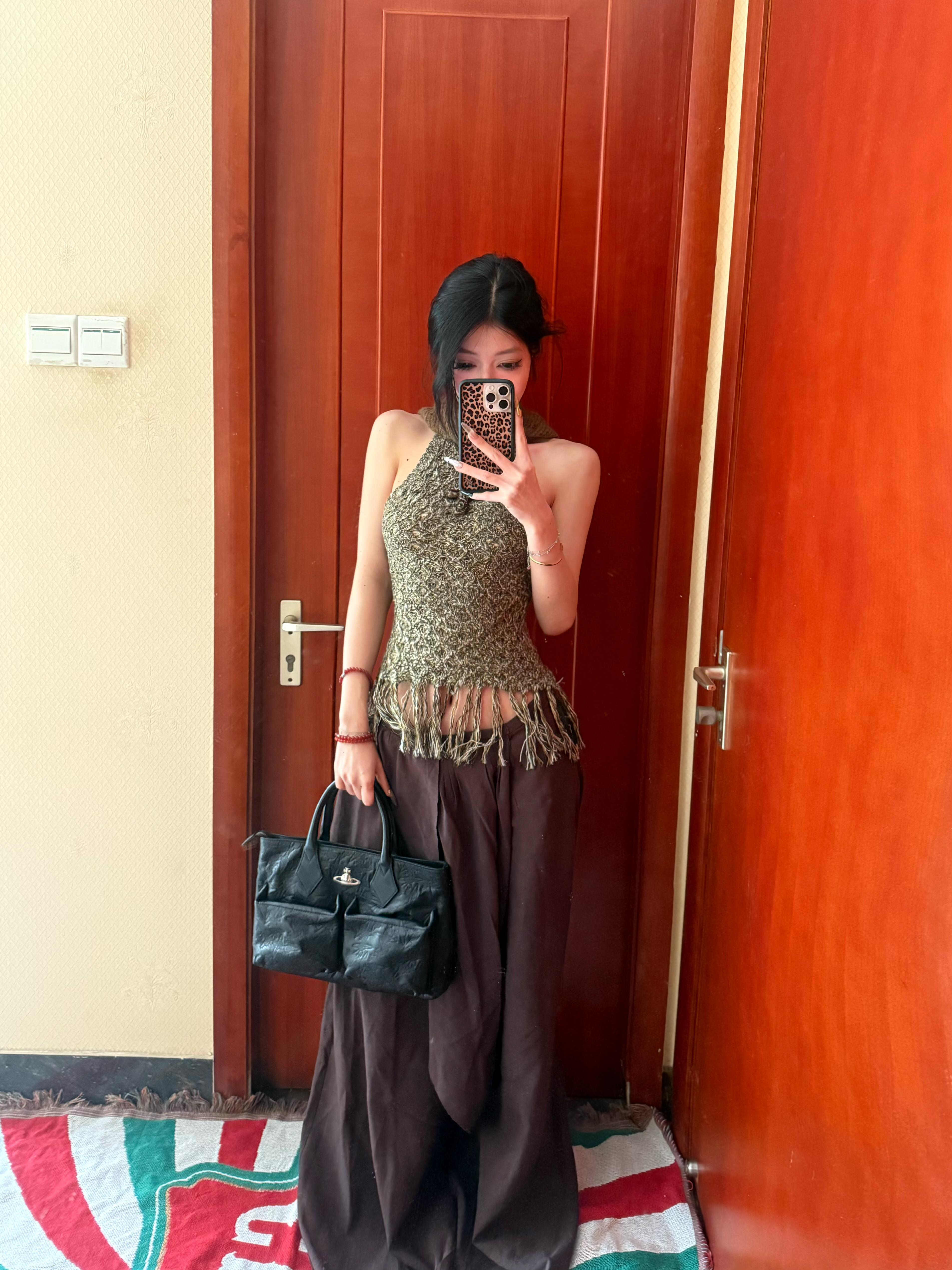 2025 Summer Retro Spicy Girl Backless Woven Vest with Tassel Neck, Slim-Fit Sleeveless Top for Women