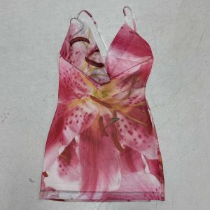 2025 Summer Vacation Floral Print Mini Dress - Sexy Ruffled Off-Shoulder Asymmetrical Design with Crossbody Round Ring Detail