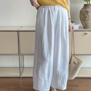 2025 Summer Women's Loose-Fitting Wide-Leg Balloon Pants, Casual Elastic Waist, Lightweight Trendy Trousers