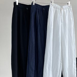 2025 Summer Women's Loose-Fitting Wide-Leg Balloon Pants, Casual Elastic Waist, Lightweight Trendy Trousers
