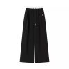 25 Summer Color-Block Ruffled Tie Casual Long Pants - Korean Style Straight Leg Design