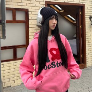 3D Embroidered Handmade Silk Screen Printed Short Wide Clean Fit Pullover Hoodie for Women - Trendy Casual Fashion