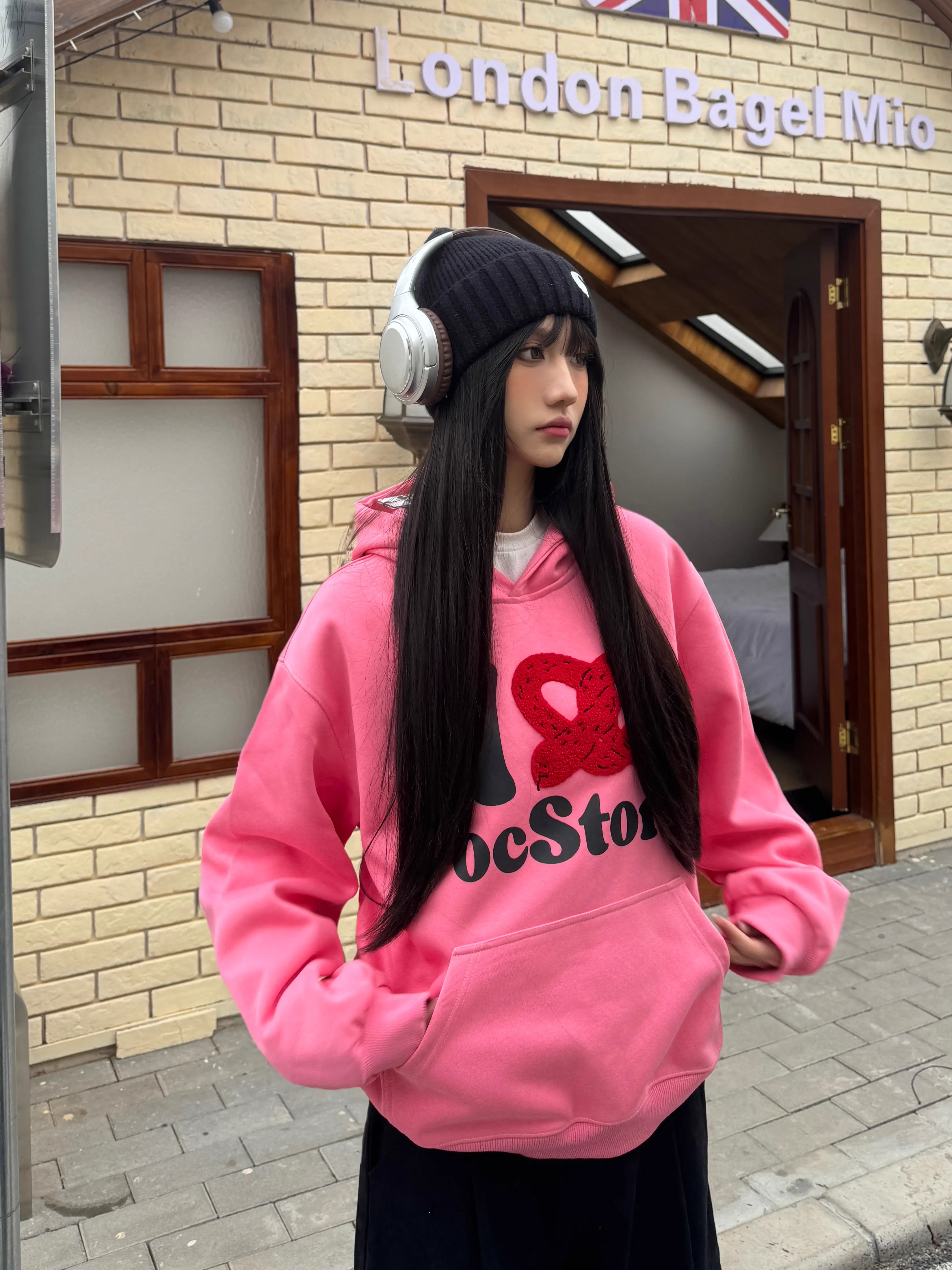 3D Embroidered Handmade Silk Screen Printed Short Wide Clean Fit Pullover Hoodie for Women - Trendy Casual Fashion