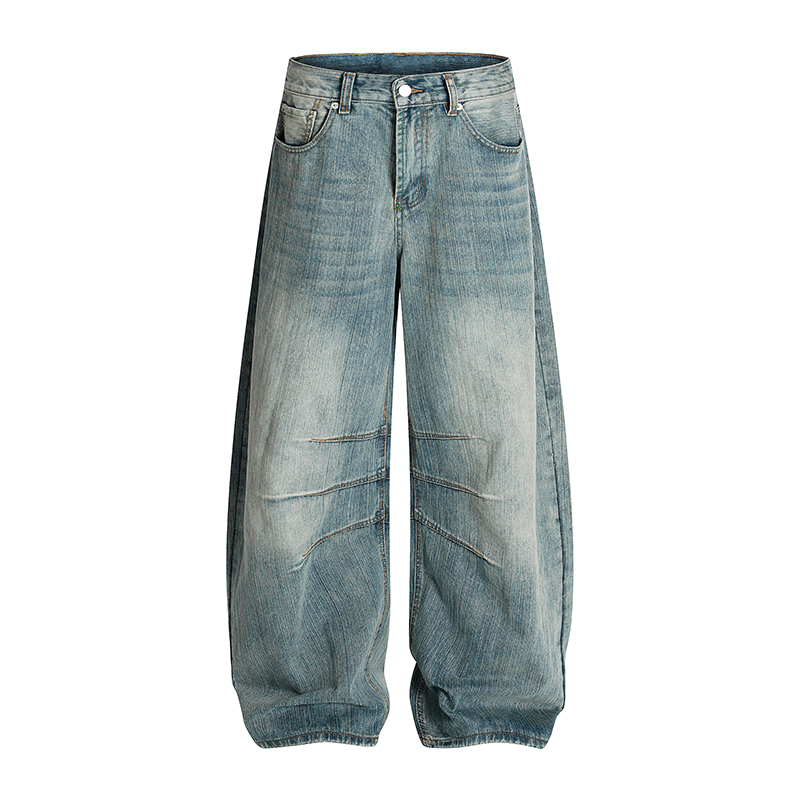 3D Scratch Cat Whiskers Baggy Summer Vintage Distressed Wide-Leg Jeans for a 90s American Style Look