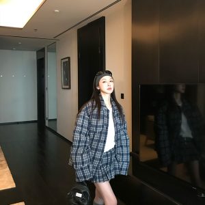 90% White Duck Down INS Style Patterned Down Jacket and Pleated Skirt Set for Women - Winter Fashion, 90s Inspired Look