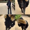 90s Vintage Two-Color Fur Collar Fitted Cotton Coat for Women - Retro Movie Style Outerwear