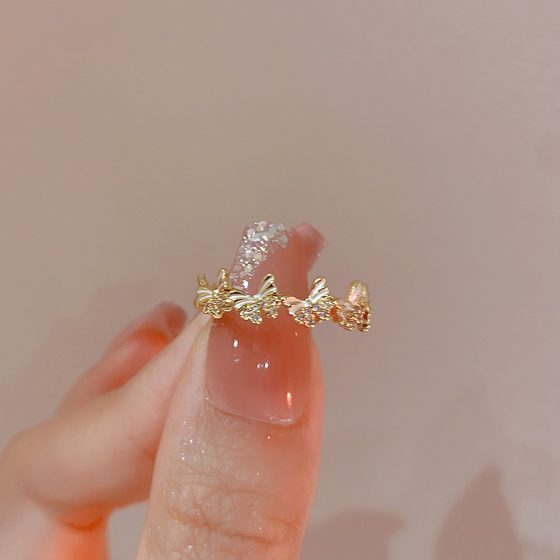 Adjustable Open Enamel Butterfly Ring for Women - High-End European American Design, Versatile 2025 Fashion Statement