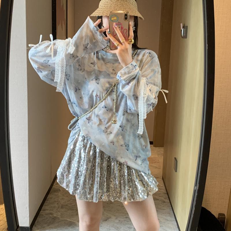 Age-Defying Lightweight Long Sleeve T-Shirt with 3D Bow, Cute Sweet and Spicy Design, Sun Protection, Trendy Fashion Top