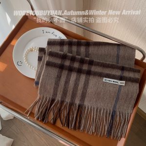All-Wool Classic Plaid Scarf for Women - Winter Tassel Checkered Shawl & Neck Warmer - Cozy Fashion Accessory