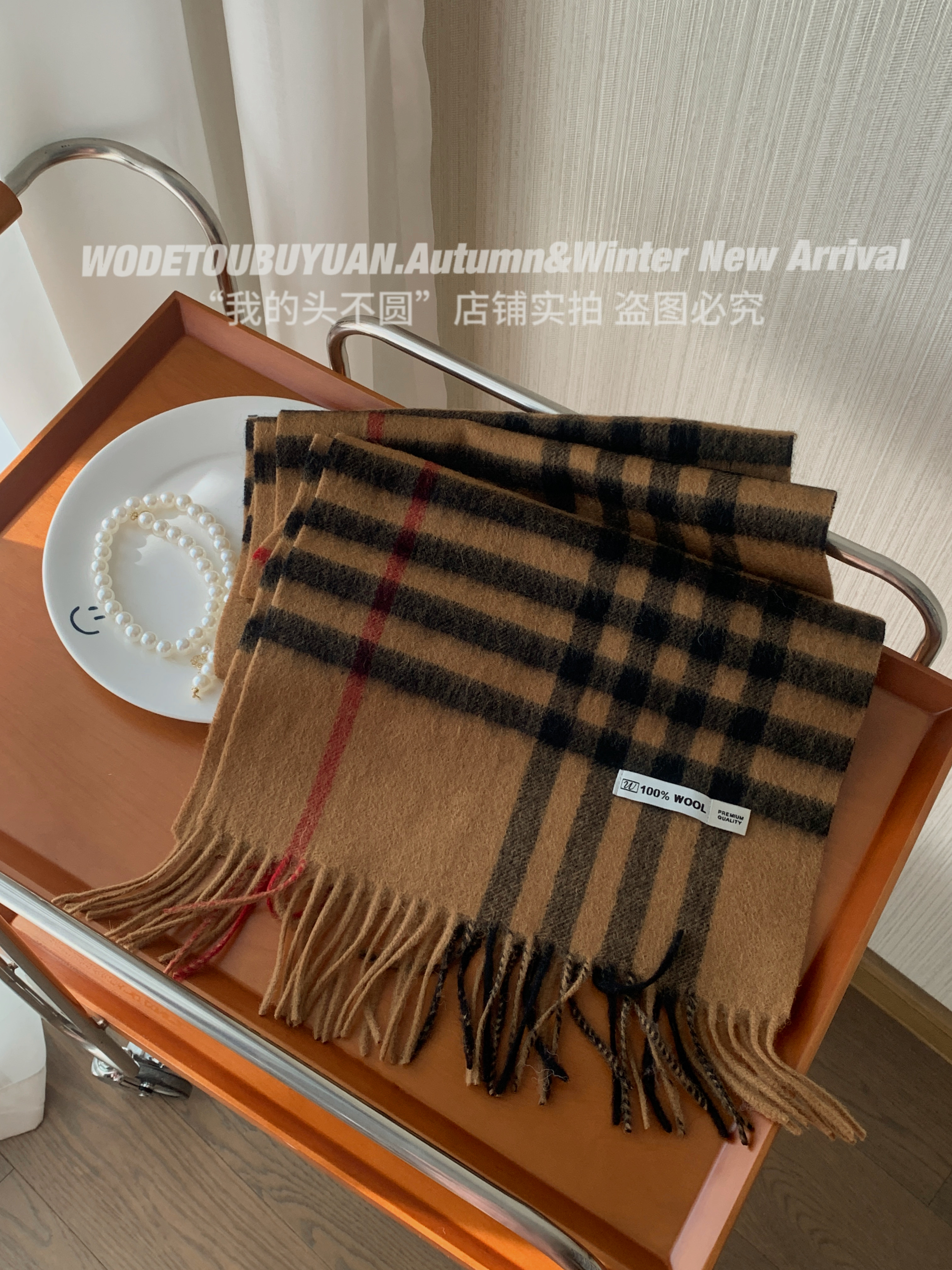 All-Wool Classic Plaid Scarf for Women - Winter Tassel Checkered Shawl & Neck Warmer - Cozy Fashion Accessory