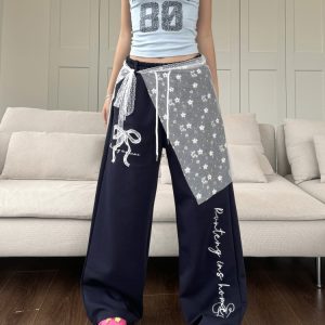 American Hip-Hop Lace-Up Straps Casual Sweatpants - Versatile Floor-Length Loose Pants for Street Dance & Everyday Style