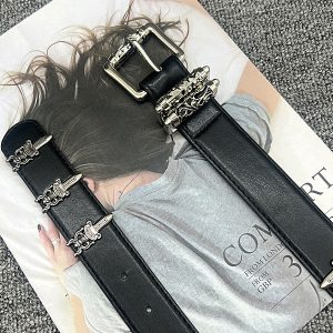 American Retro Brown Leather Slim Waist Belt for Women - Versatile Decorative Design for Jeans, Niche Trend, 90s Style Fashion Accessory